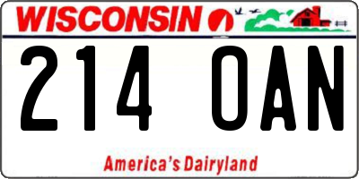 WI license plate 214OAN