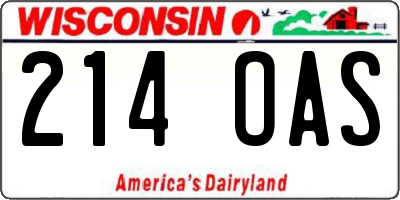WI license plate 214OAS