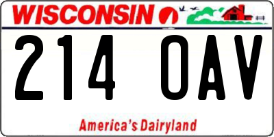 WI license plate 214OAV
