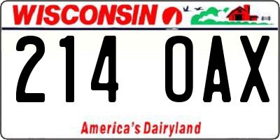 WI license plate 214OAX