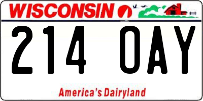 WI license plate 214OAY