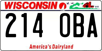 WI license plate 214OBA