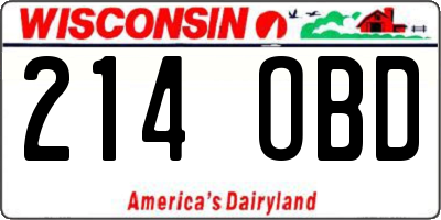 WI license plate 214OBD