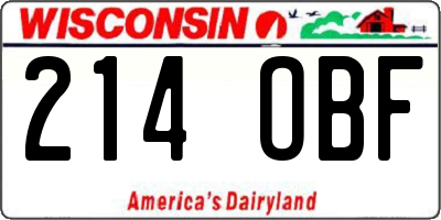 WI license plate 214OBF