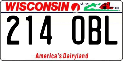 WI license plate 214OBL