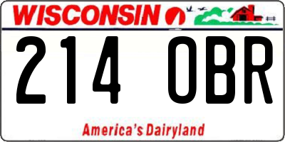 WI license plate 214OBR