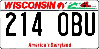WI license plate 214OBU