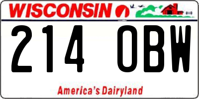 WI license plate 214OBW
