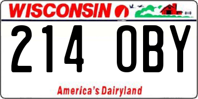 WI license plate 214OBY