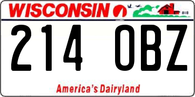 WI license plate 214OBZ
