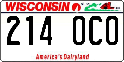 WI license plate 214OCO