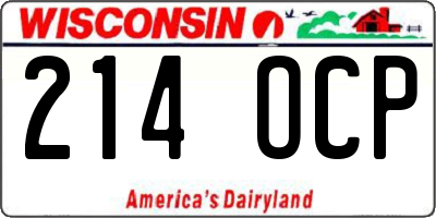 WI license plate 214OCP