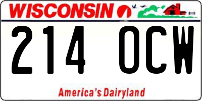 WI license plate 214OCW
