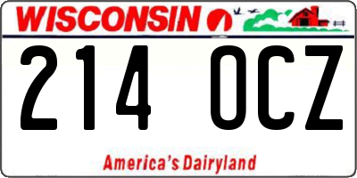 WI license plate 214OCZ