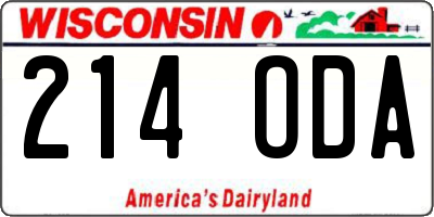 WI license plate 214ODA