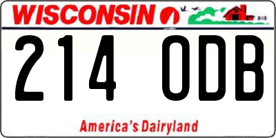 WI license plate 214ODB