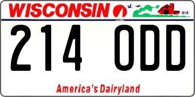 WI license plate 214ODD