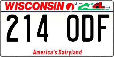 WI license plate 214ODF