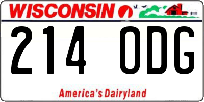 WI license plate 214ODG