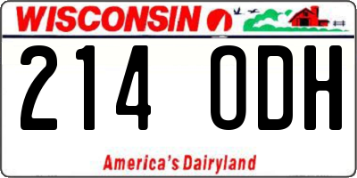 WI license plate 214ODH