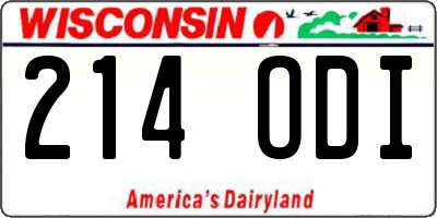 WI license plate 214ODI