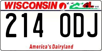 WI license plate 214ODJ