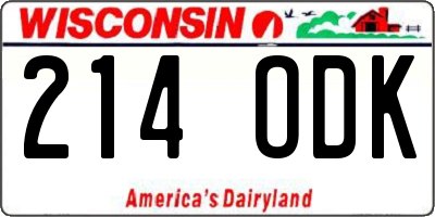 WI license plate 214ODK