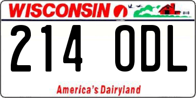 WI license plate 214ODL
