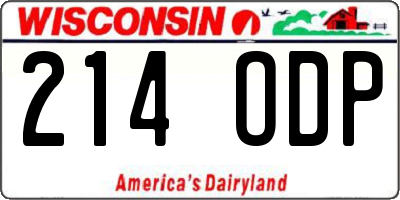 WI license plate 214ODP