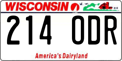 WI license plate 214ODR