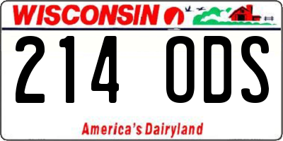 WI license plate 214ODS