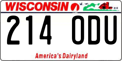 WI license plate 214ODU