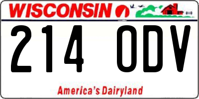 WI license plate 214ODV
