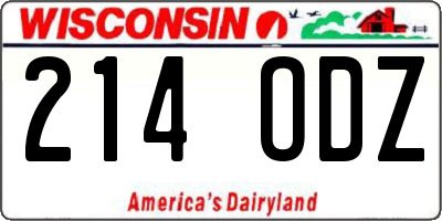 WI license plate 214ODZ