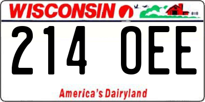 WI license plate 214OEE