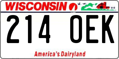 WI license plate 214OEK
