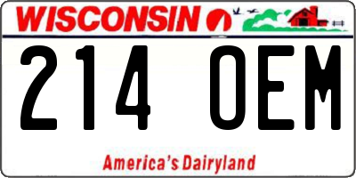 WI license plate 214OEM