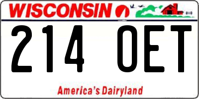 WI license plate 214OET