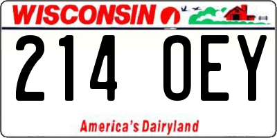 WI license plate 214OEY