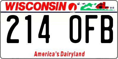 WI license plate 214OFB