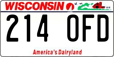 WI license plate 214OFD