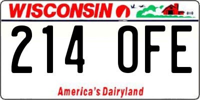WI license plate 214OFE