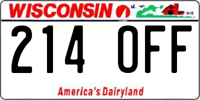 WI license plate 214OFF