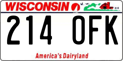 WI license plate 214OFK