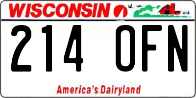 WI license plate 214OFN