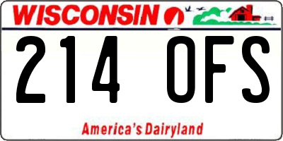 WI license plate 214OFS