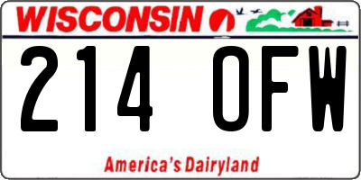 WI license plate 214OFW