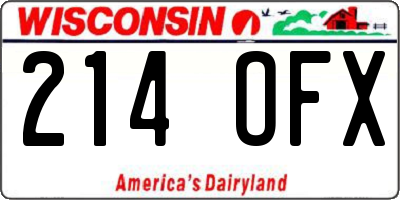 WI license plate 214OFX