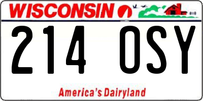 WI license plate 214OSY