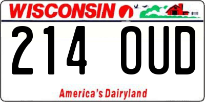 WI license plate 214OUD